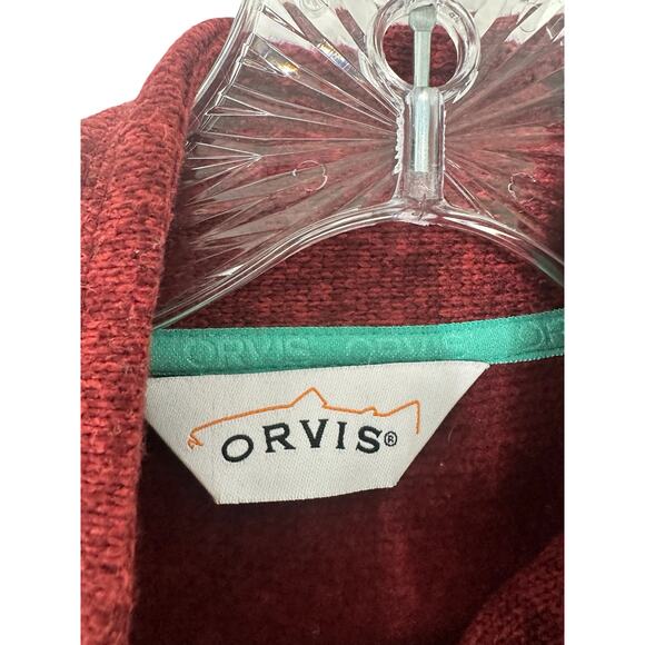 Orvis Women's Vest Red Microfleece Outdoor Gorpcore Full Zip Mockneck Medium - Picture 2 of 11